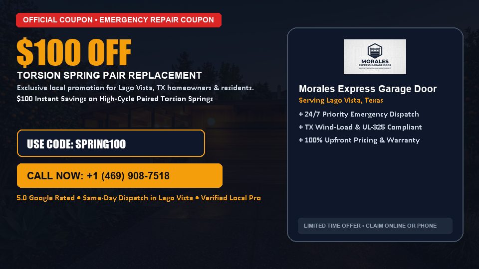 Morales Express Garage Door $100 OFF Dual Torsion Spring Replacement