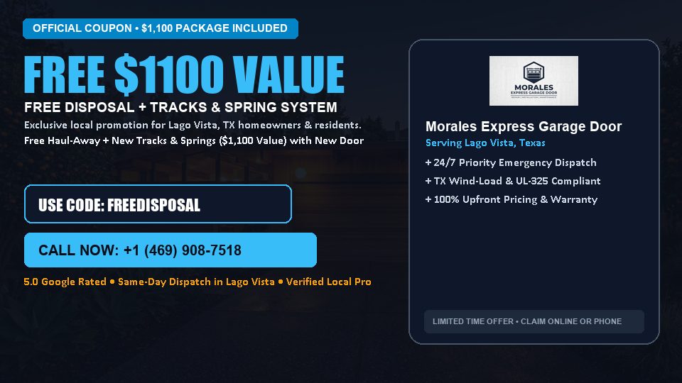 Morales Express Garage Door FREE Haul-Away & Heavy-Duty Tracks with New Door in Lago Vista, TX