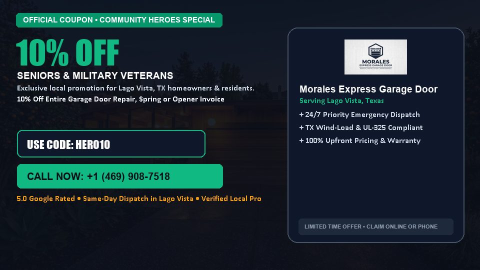Morales Express Garage Door 10% OFF Seniors & Military Veterans